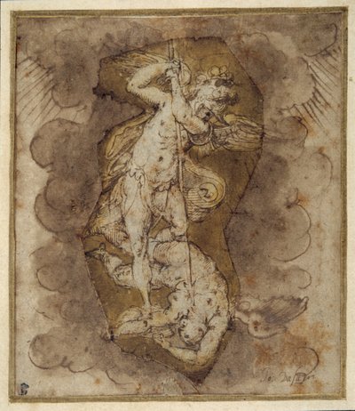 Tegning for englene i St. Mikaels hvelv, ca. 1511–74 (penn, blekk og vasking) av Giorgio Vasari