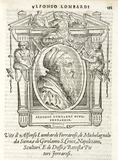 Milan, Biblioteca Braidense, Vite de piv excellent, Giorgio Vasari 1568, Alfonso Lombardi av Giorgio Vasari