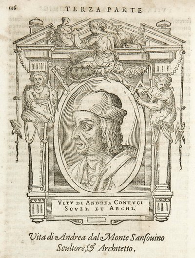 Milan, Braidense Library, Vite de piv excellent, Giorgio Vasari 1568, Andrea Contucci av Giorgio Vasari