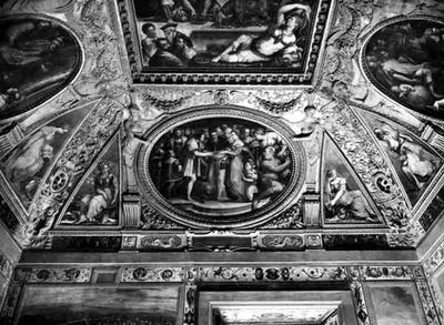 Pave Clement VII (1478-1534) gifter seg med Catherine de Medici (1519-1589) med Henri II av Frankrike (1519-59), fra Sala di Clemente VII av Giorgio Vasari