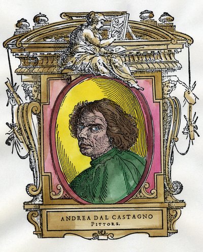 Portrett av maleren Andrea Del Castagno (ca. 1410 - 1457). Samling av biografier om malere og skulptører av Giorgio Vasari. av Giorgio Vasari