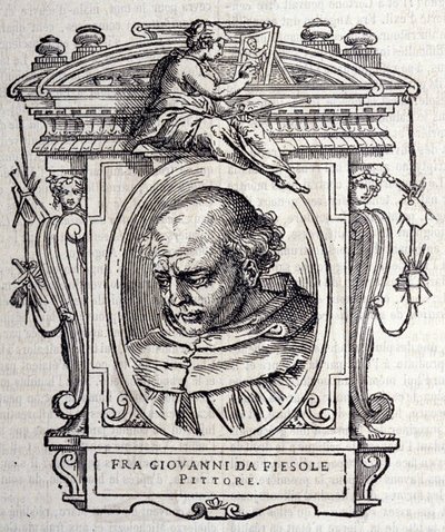 Portrett av Beato Angelico dit Fra Angelico (Guido Di Pietro Da Mugello) 1390-1455, italiensk maler. I "" Livene til de beste italienske skulptørene og arkitektene""" av Giorgio Vasari 1568. av Giorgio Vasari