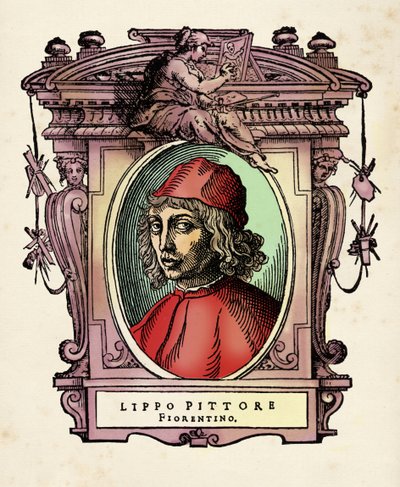 Portrett av Lippo di Benivieni (1200-1300-tallet) Gravering fra "The Lives" av Giorgio Vasari (1511-1574) 1568 av Giorgio Vasari