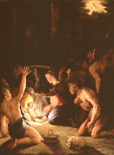 Hyrdenes tilbedelse (panel) av Giorgio Vasari
