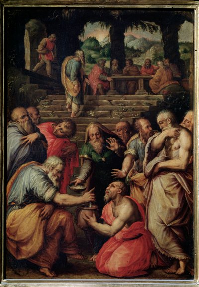 Profeten Elisja - olje på panel, ca. 1566 av Giorgio Vasari