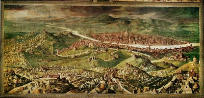 Utsikt over Firenze. Freske … (freske) av Giorgio Vasari