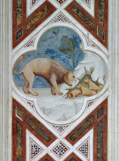 Malt flis, symbol på Jesu Kristi oppstandelse, Detalj fra fresker, av Giotto av Giotto (c.1266-1337)