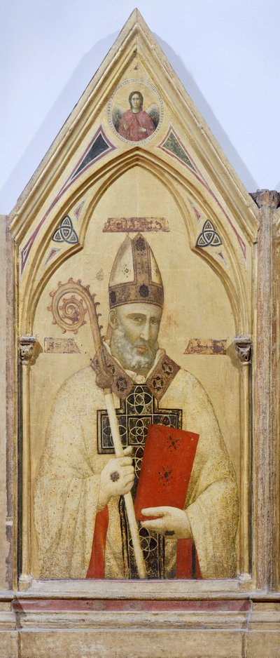 St Nicholas of Bari, detalj fra Badia Polyptych, ca 1300, av Giotto (1267-1337), tempera på panel, 91x334 cm av Giotto (c.1266 1337)