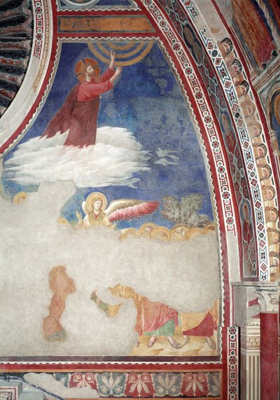 Det nye testamentets historie: Kristi himmelfart - Fresco av Giotto (c.1266-1337)