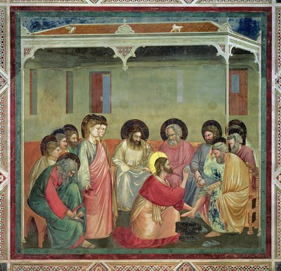 Christ Washing the Disciples Feet, ca. 1305 (etter restaurering) (se også 65194) av Giotto di Bondone