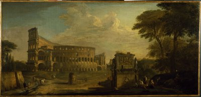 Utsikt over Colosseum, Roma (olje på lerret) av Giovani Paolo (attr. to) Panini