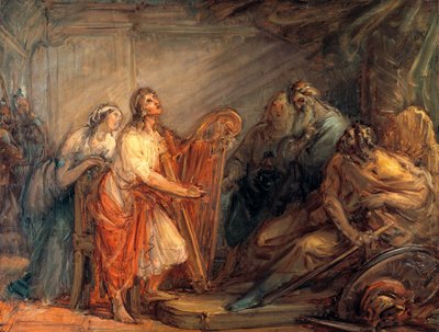 David beroliger Saul med lyden av harpe av Giovanni Carnovali