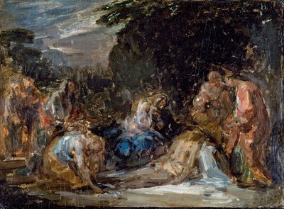 Deponering, av Giovanni Carnovali kalt Piccio (1804-1873), olje på bord, 21x29 cm av Giovanni Carnovali