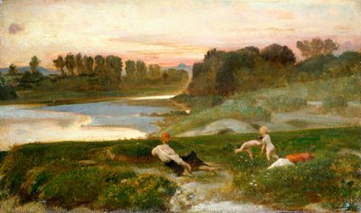 Kveldstid på gården, Giovanni, kjent som Nino Costa (1826-1903). av Giovanni Costa