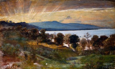 Landskap med soleffekt, maleri av Nino Costa (1826-1903), Italia av Giovanni Costa