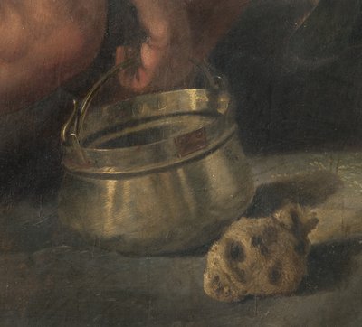 Korsfestelse, detalj (freskomaleri overført om bord) (detalj av 3704290) av Giovanni (fl.1537 d.c.1570) Fratino
