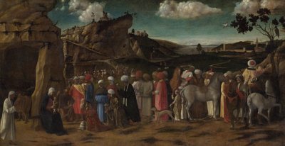 The Adoration of the Kings, ca. 1475-80 (olje på lerret) av Giovanni (workshop of) Bellini