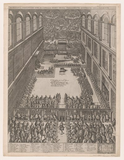 Mirror of Roman Magnificence: A Pavelig samling i det sixtinske kapell, Michelangelos L..., 1582. av Giovanni Ambrogio Brambilla