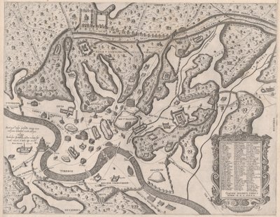 Mirror of Roman Magnificence: Antikkens Roma, og dets åser, fra vesten, 1582., 1582. av Giovanni Ambrogio Brambilla