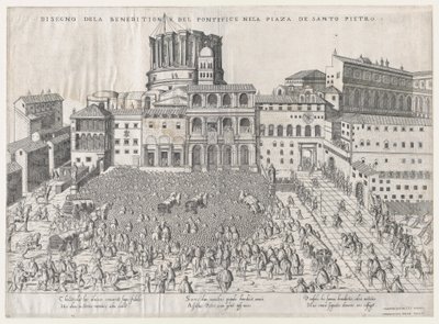 Mirror of Roman Magnificence: Pavelig velsignelse, slutten av 1500-tallet., slutten av 1500-tallet. av Giovanni Ambrogio Brambilla