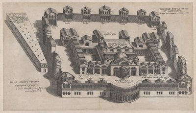 Mirror of Roman Magnificence: The Baths of Diocletian, 1582., 1582. av Giovanni Ambrogio Brambilla
