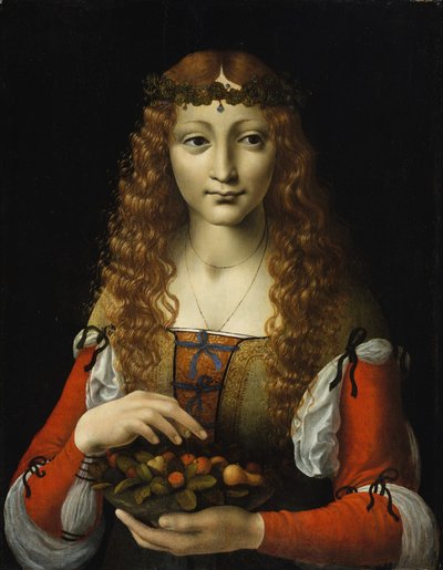 Pike med kirsebær, ca. 1491-95 (olje på tre) av Giovanni Ambrogio de (attr. to) Predis