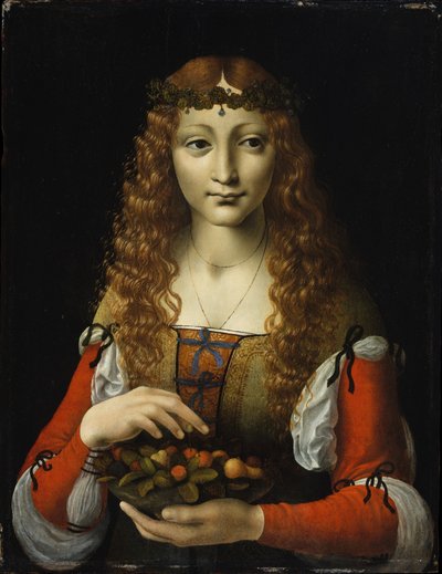 Jente med kirsebær av Giovanni Ambrogio de Predis