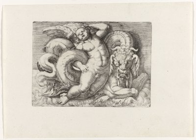 Putto rir på sjømonster av Giovanni Andrea Maglioli