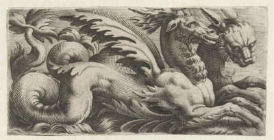To sjødyr side om side Frisere med sjømonstre (serietittel) av Giovanni Andrea Maglioli