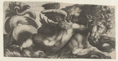 Sjøhest med putto rundt halsen Frisere med sjømonstre (serietittel) av Giovanni Andrea Maglioli