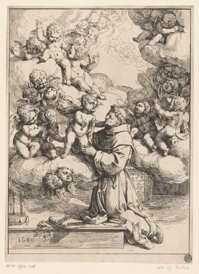 Den hellige Antonius av Padua med Kristusbarnet av Giovanni Andrea Podestà (attributed to)
