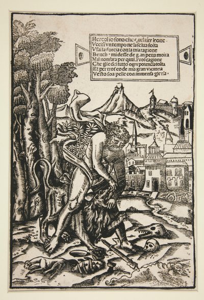 Hercules og Nemean Lion av Giovanni Andrea Vavassore