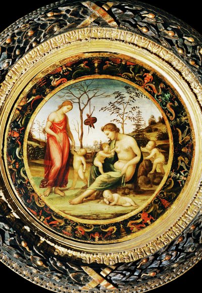 Venus terrestre med Eros og Venus celeste med Anteros og to cupidoer … av Giovanni Antonio Bazzi Sodoma