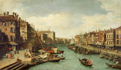 Canal Grande nær Rialtobroen, Venezia, ca. 1730 av Giovanni Antonio Canal