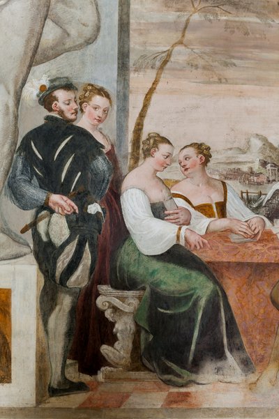 Kortspill, Main Hall, ca. 1570 (fresco) av Giovanni Antonio Fasolo