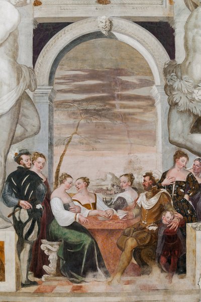 Kortspill, Main Hall, ca. 1570 (fresco) av Giovanni Antonio Fasolo