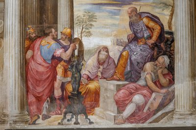 Detalj av The Clemency of Scipio, Room of the peis, ca. 1560-65 (fresco) av Giovanni Antonio Fasolo