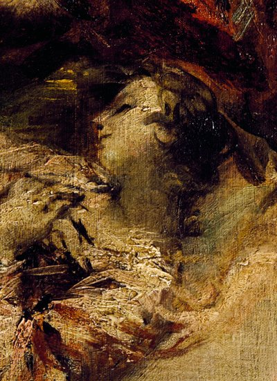 Tobias velsignet av engelen, detalj fra Tobias ekteskap, høyre del av Giovanni Antonio Guardi