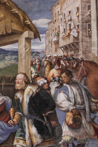 Tilbedelse av magiene og tilbedelse av hyrdene av Giovanni Antonio Pordenone