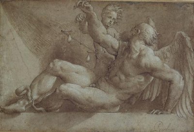 Allegory of Time (tegning) av Giovanni Antonio Pordenone