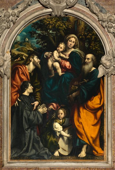 Alter for Saint Catherine, Madonna og Child mellom de hellige Philip og James og giveren Giacomo Schizzi av Giovanni Antonio Pordenone