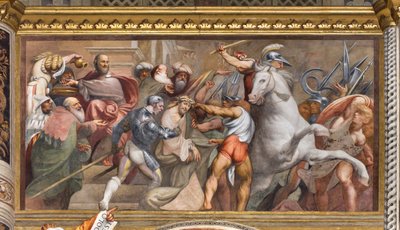 Central Aave, tredje spenn sør, klatre til Golgata, Il Pordenone av Giovanni Antonio Pordenone