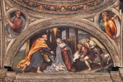 Lunette som skildrer tilbedelsen av hyrdene av Giovanni Antonio Pordenone
