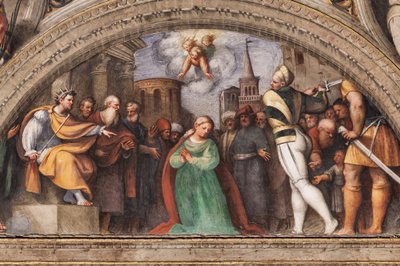Lunette som skildrer halshuggingen av St. Catherine av Giovanni Antonio Pordenone
