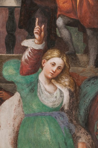 St. Katarinas disputasjon med filosofene, 1530-32 (fresko) (detalj av 3601450) av Giovanni Antonio Pordenone