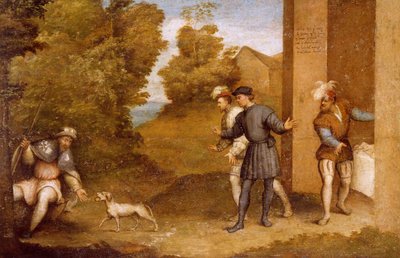 St. Roch matet av hund, avdeling av altertavle av St. Gotthard av Giovanni Antonio Pordenone