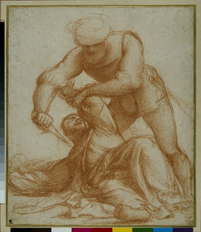 Studie av St. Peter Martyrs martyrium av Giovanni Antonio Pordenone