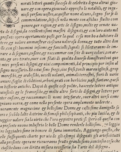Eksempel på recammi, tittelside verso, 1530. av Giovanni Antonio Tagliente