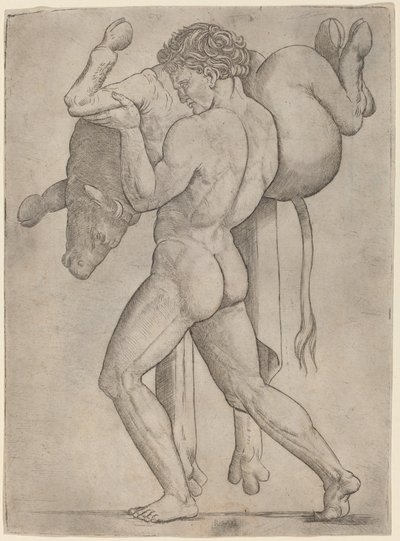 Hercules og den kretiske oksen av Giovanni Antonio da Brescia
