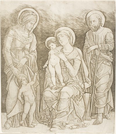 Den hellige familie med spedbarnet Saint John av Giovanni Antonio da Brescia